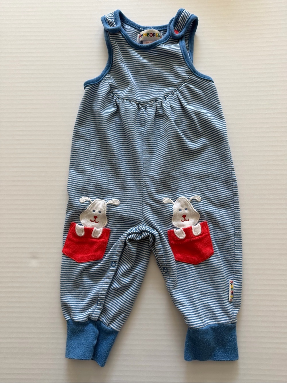 Vintage Gymboree Striped Romper with Dog Pockets